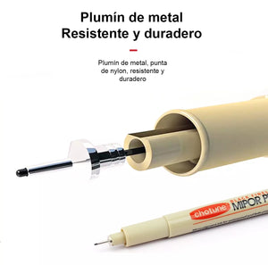 Set de 12 Lápices Tiralíneas Fineliner Negros