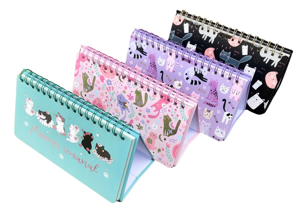 Planners Semanal Plegable Gatitos Kawaii