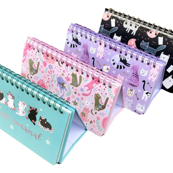 Planners Semanal Plegable Gatitos Kawaii