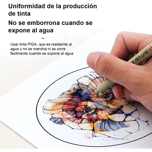 Set de 12 Lápices Tiralíneas Fineliner Negros