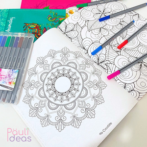 Libro De Mandalas + 12 Lápices Fineliner Adix 0.4 Mm Colores