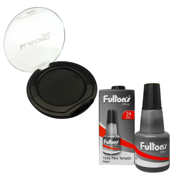 Huellero Dactilar Almohadilla + Recarga Tinta Negra