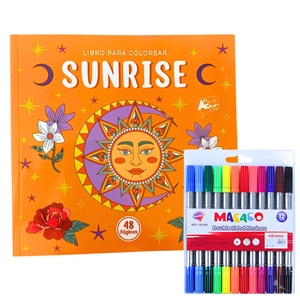 Libro Mandala Sunrise + 12 Plumones Doble Punta Fina/gruesa