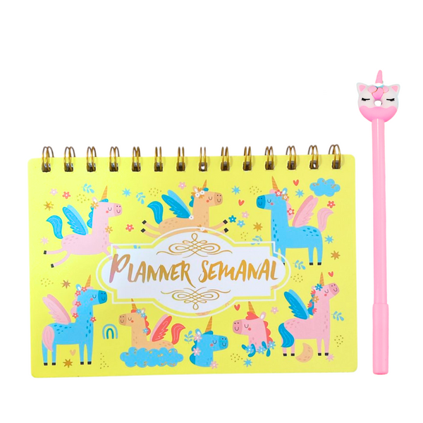 Planner Semanal Diseños Kawaii 50 Hojas + Lápiz Pasta Kawaii