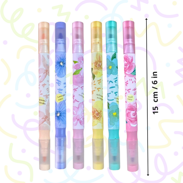 Destacadores Flúor Con Aroma Pack 6 Resaltadores Doble Punta