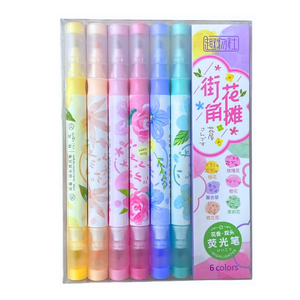 Destacadores Flúor Con Aroma Pack 6 Resaltadores Doble Punta