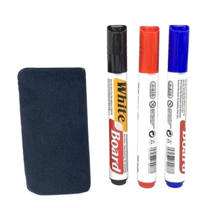 Set De 3 Plumones Para Pizarra Blanca Con Borrador