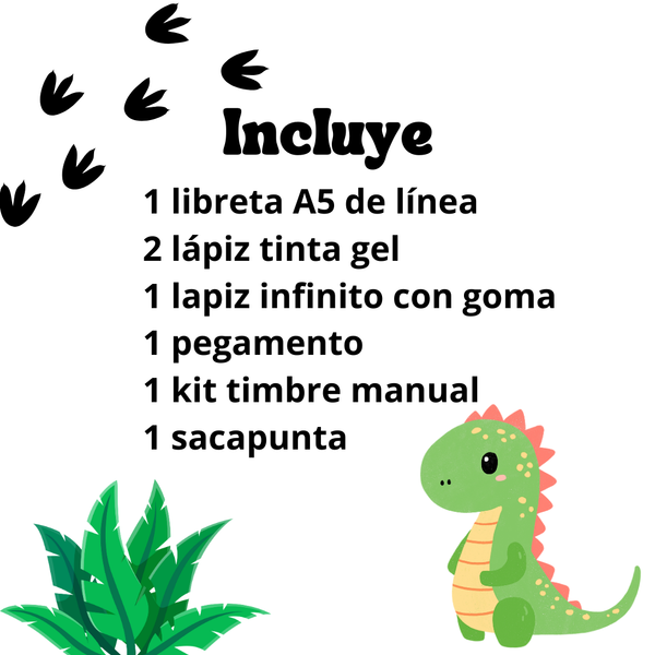 Set De Papelería Kawaii Tierna Dinosaurio