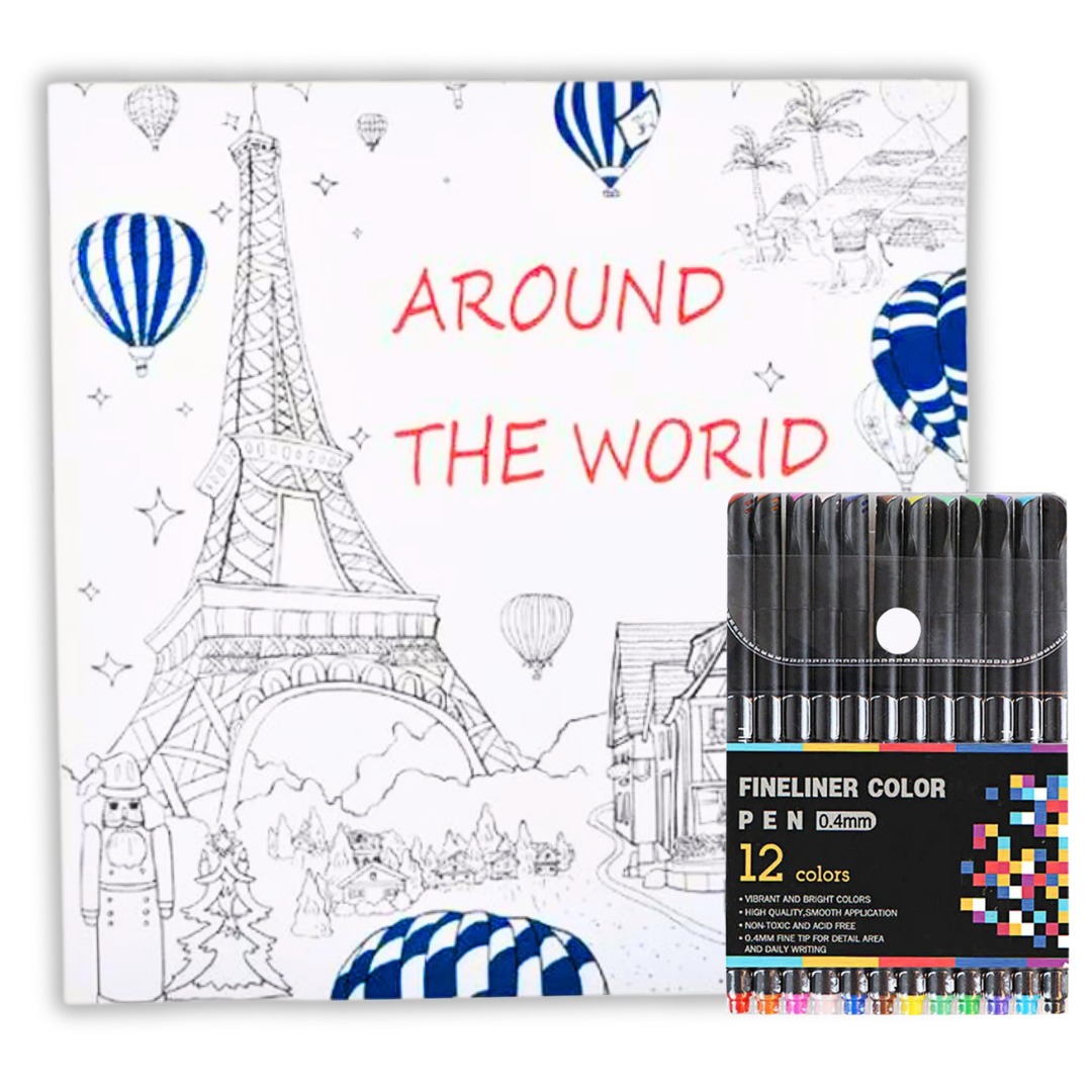 Mandalas Para Colorear + Lápices Tiralinea 12 Colores