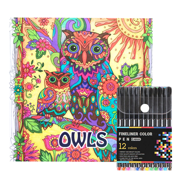 Mandalas Para Colorear + Lápices Tiralinea 12 Colores