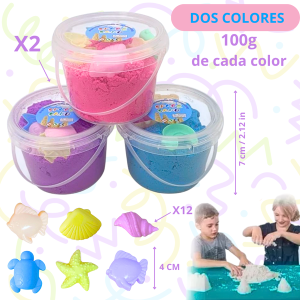 Arena Mágica Didáctica Infantil Con Moldes Set De 2 Potes