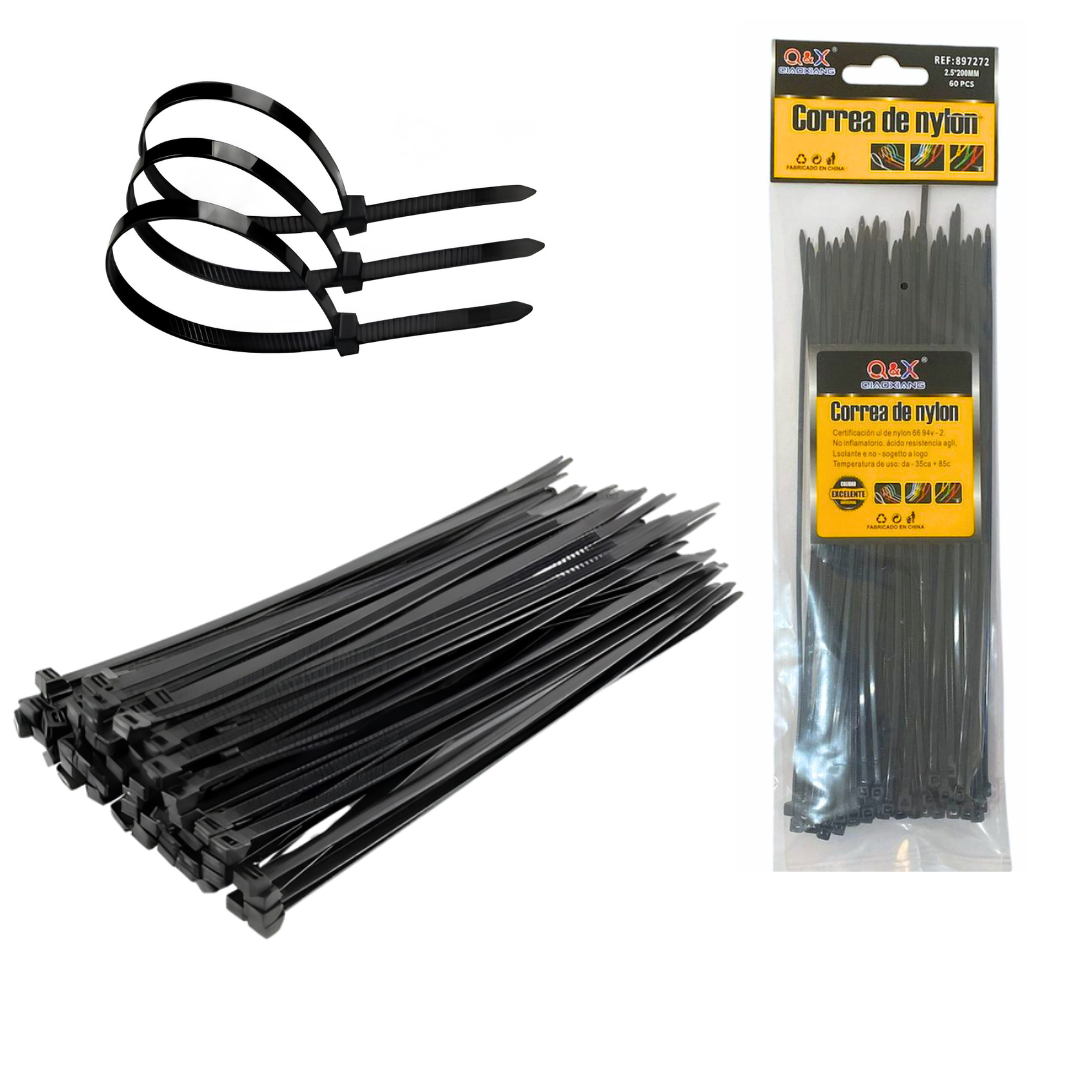 Amarras Plásticas De Nylon 2.5mm X 200mm Pack 60 Unid