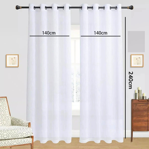 Cortina Visillo Velo Lino 140x240 Cm Set De 2 Paños