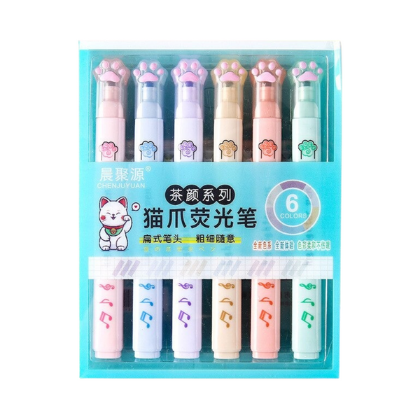 Destacadores Pastel Gatito Garrita 6 Colores