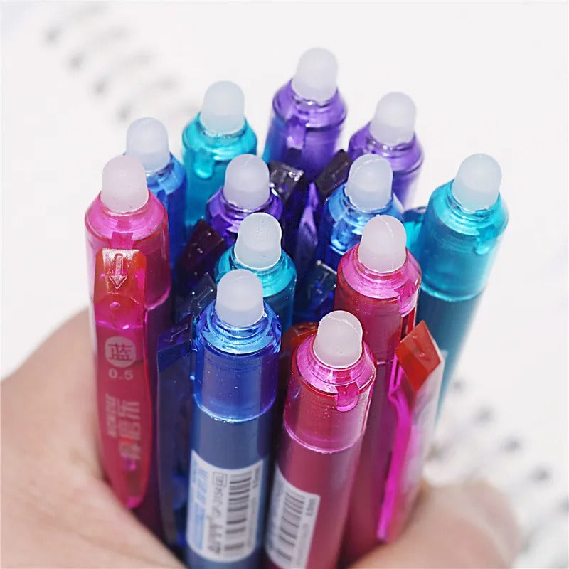 Set 12 Lápices Tinta Gel Borrable Diseños Kawaii