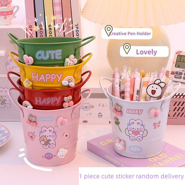 Organizador de Lápices Balde de Metal Kawaii